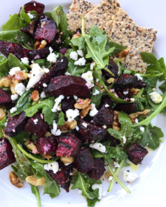 Roasted beet and arugula salad.